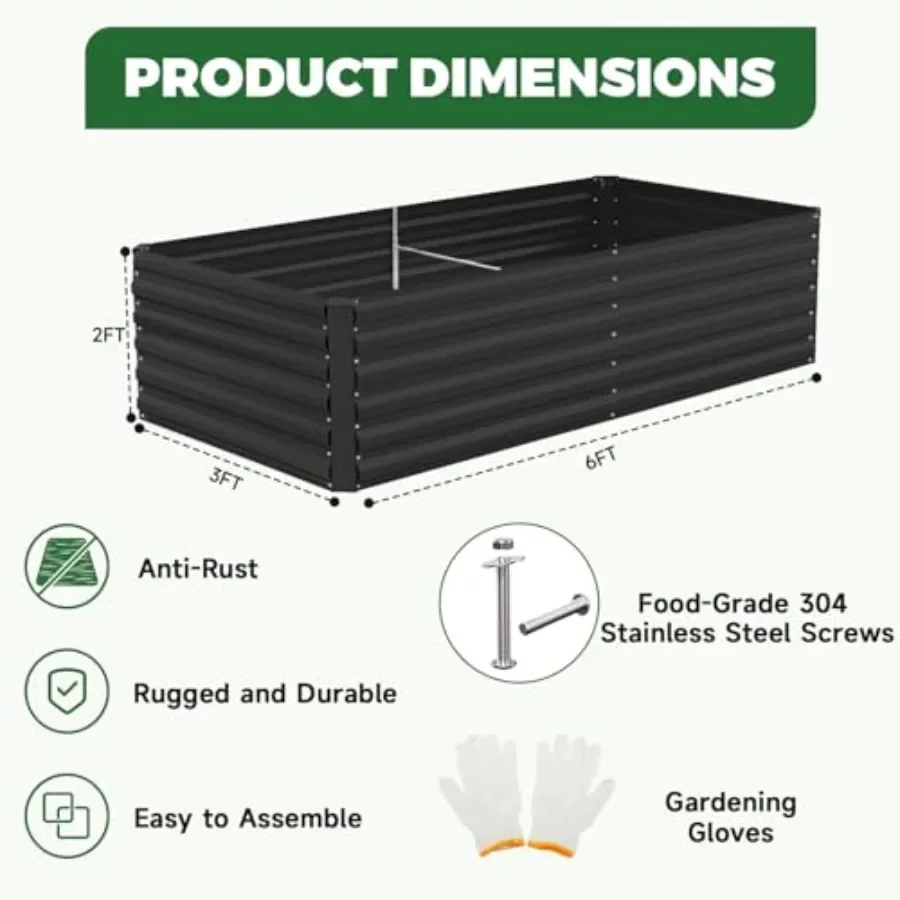 x2ft Outdoor Metal Raised Garden Bed, Metal Planter Box, 2-Pack