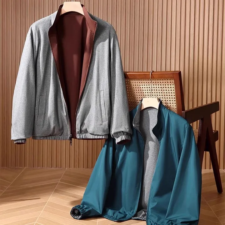 

Шелковистая гладкая двусторонняя одежда, мужская повседневная одежда на открытом воздухе Jaet, высококачественная модная городская ветрозащитная длинная свеч-зи...