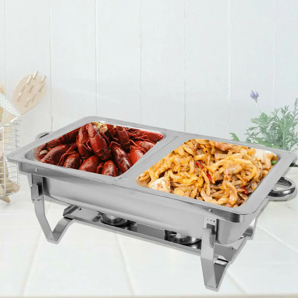 [Chafing Dish Set] 8Qt Chafing Dish Set aus Edelstahl – mit Wasserablage, Kraftstoffkocher – für Party-Buffet