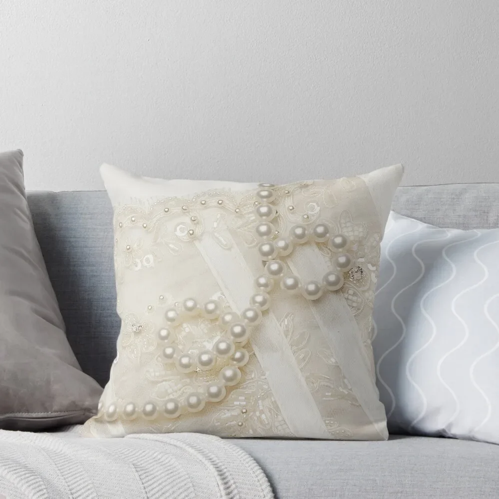 

White wedding lace and pearls Throw Pillow pillow cover christmas Decorative Cushions Cushions pillow