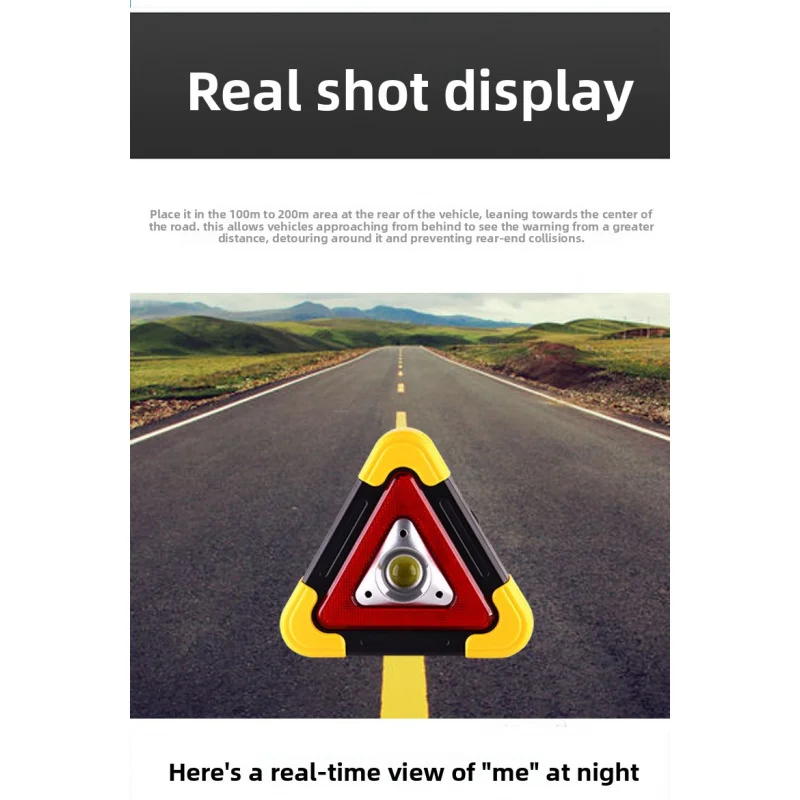 Emergency Warning Triangle - Solar & USB Charging, 5 LED Light Modes with 30W COB, DOT Approved for Car Breakdown/Accident, Meta - Image 5