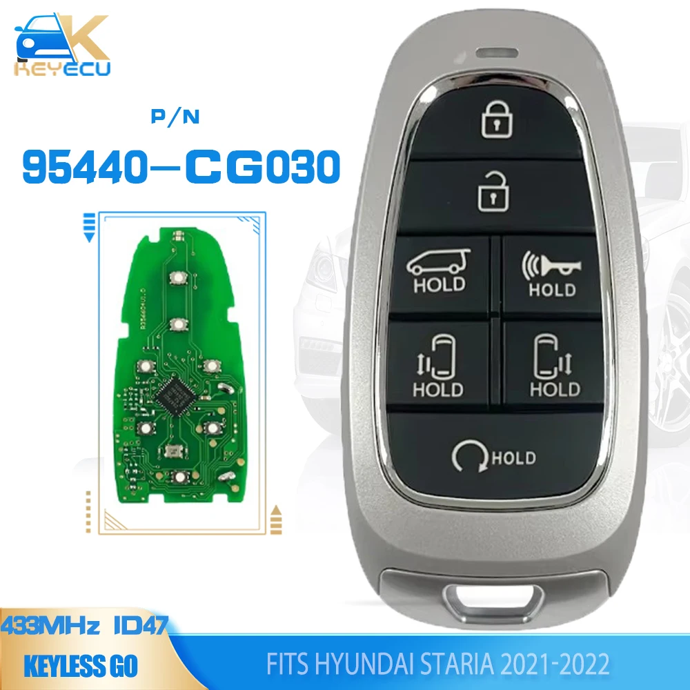 

KEYECU P/N: 95440-CG030, Φ умный ключ без ключа 433 МГц Hitag 3 ID47 чип 7 кнопок для Hyundai Staria 2021 2022