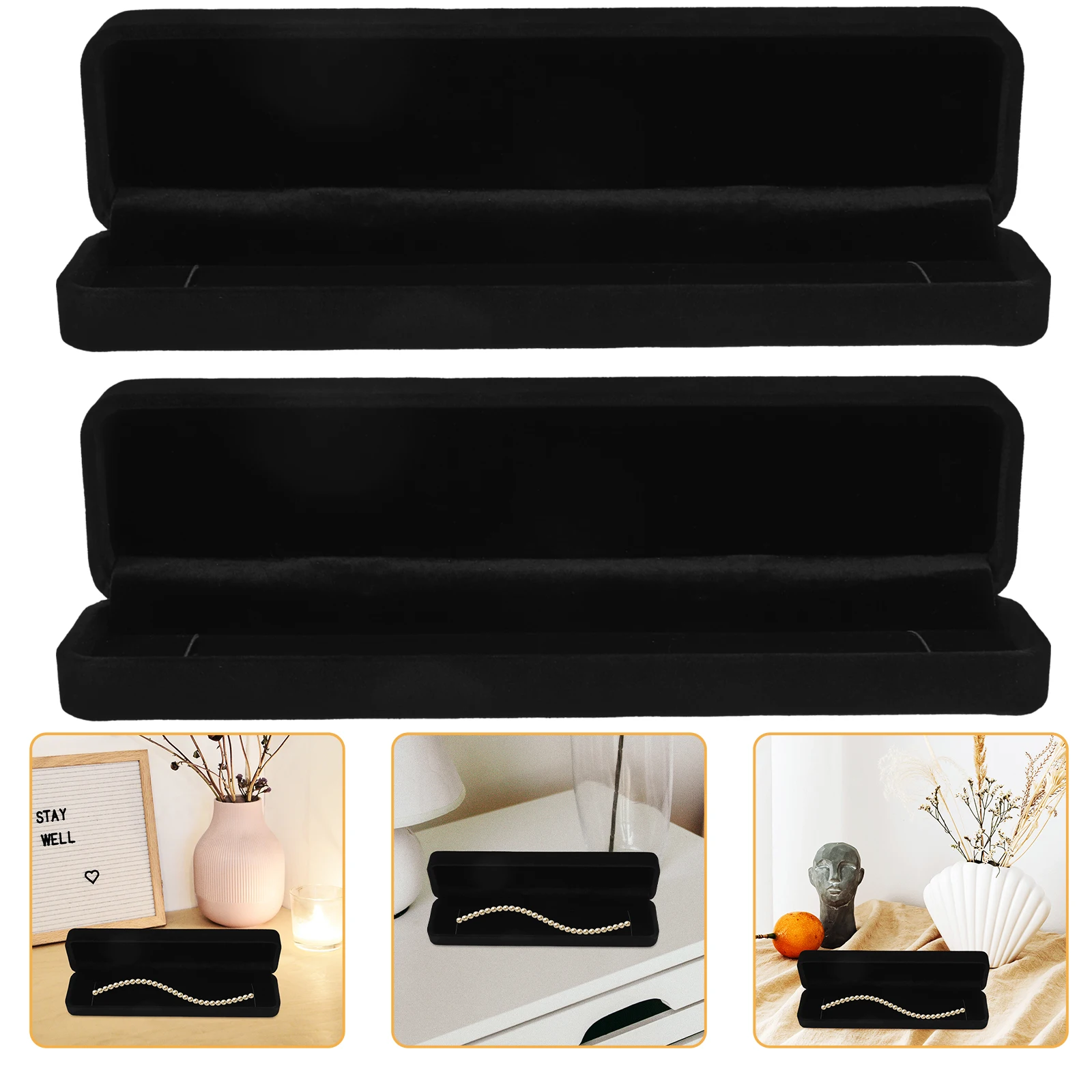 

4 Pcs Necklace Jewelry Box Packing Boxes Mini Bracelet Black for Jewellery Presents