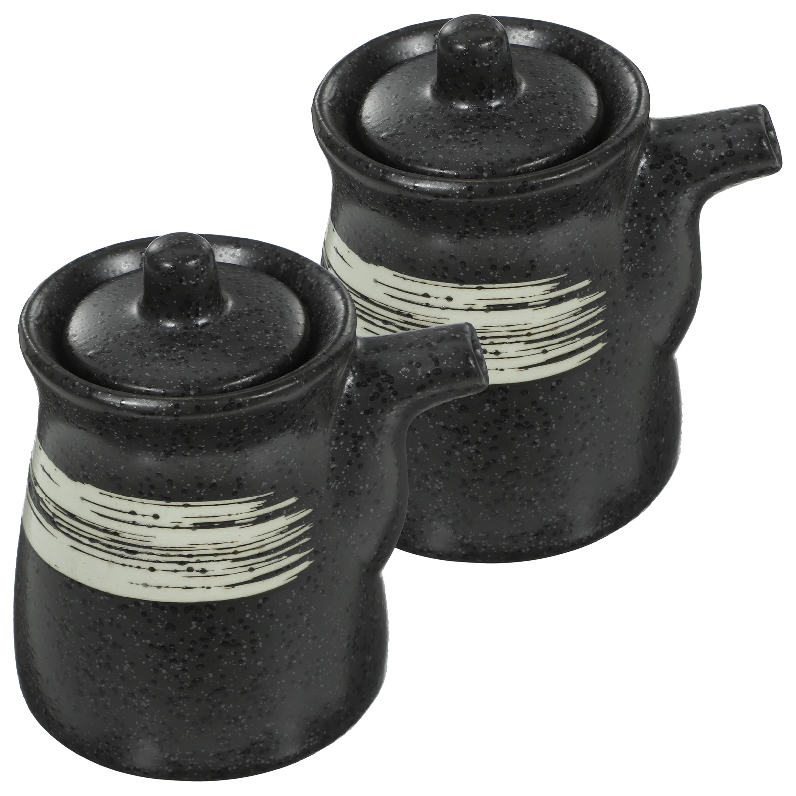 

2 Pcs Ceramic Oil Pot Seasoning Storage Bottle White Condiment Jar Multi-function Exquisite Vinegar Holder Spices Jars