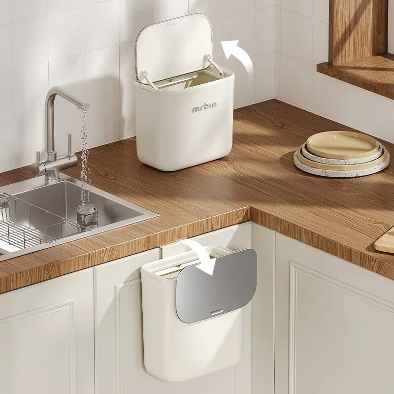 Hanging Trash Can Kitchen Litter Bins Food Waste Disposal Dump Portable Bathroom Trash Bin Luxury Recycling Garbage Basket