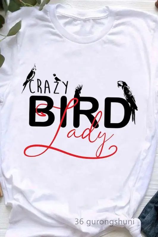 Crazy Bird T-Shirt Parrot Bird Print Small Fresh Women\'s Base T-shirt Tide T Top Woman Tops  Oversized T Shirt  Graphic Tshirts