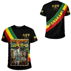 Tessffel Ethiopia Africa County Flag Reggae Retro Tribe Lion 3DPrint Men/Women Summer Funny Short Sleeves T-Shirts Streetwear B1