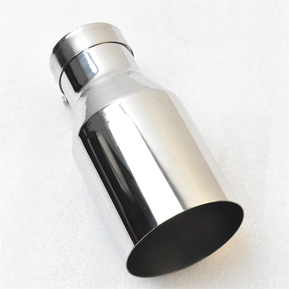 9' Full-Length Stainless Steel Exhaust Tailpipe 2.5' Intake Nozzle 4' Exhaust Port Right Angle Polished Silver for Automotive