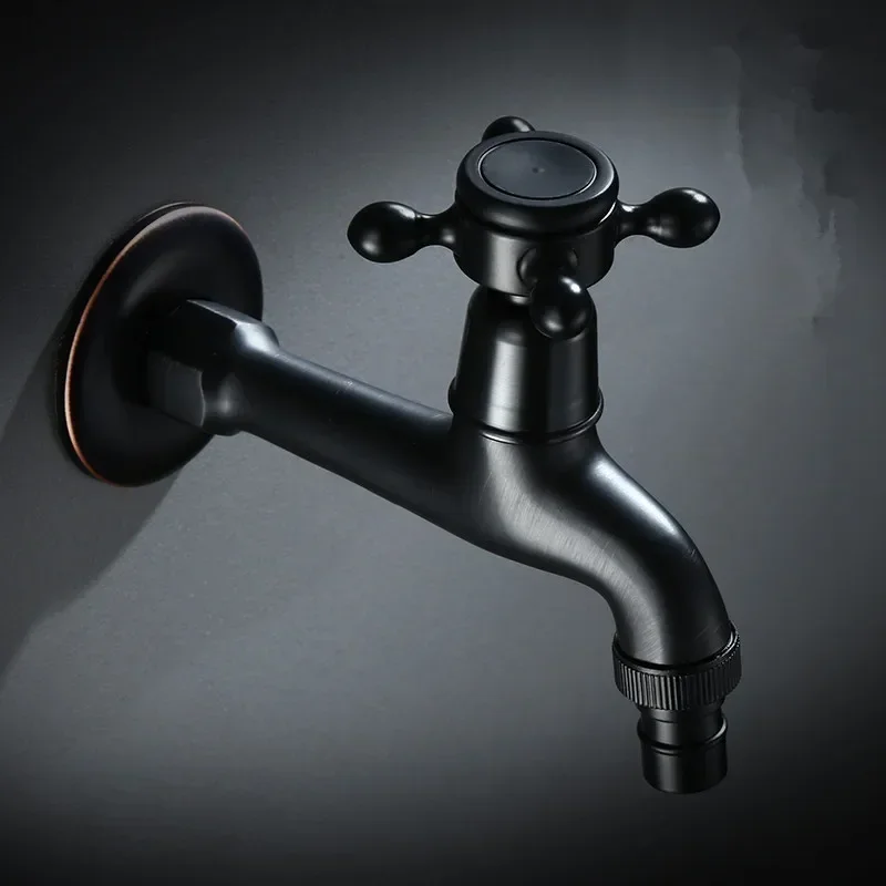 Modern Black Bronze G1/2 Decorative Outdoor Faucet Garden Bibcock Tap Bathroom Washing Machine Mop Faucet Only Cold