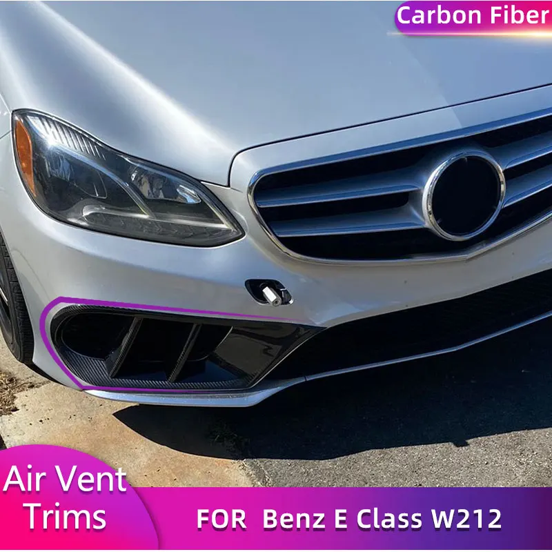 Carbon Fiber Front Bumper Air Vent Cover Trims for Merecedes-Benz E Class W212 E350 4-Door 2014-2016 Car Front Fog Lamp Covers