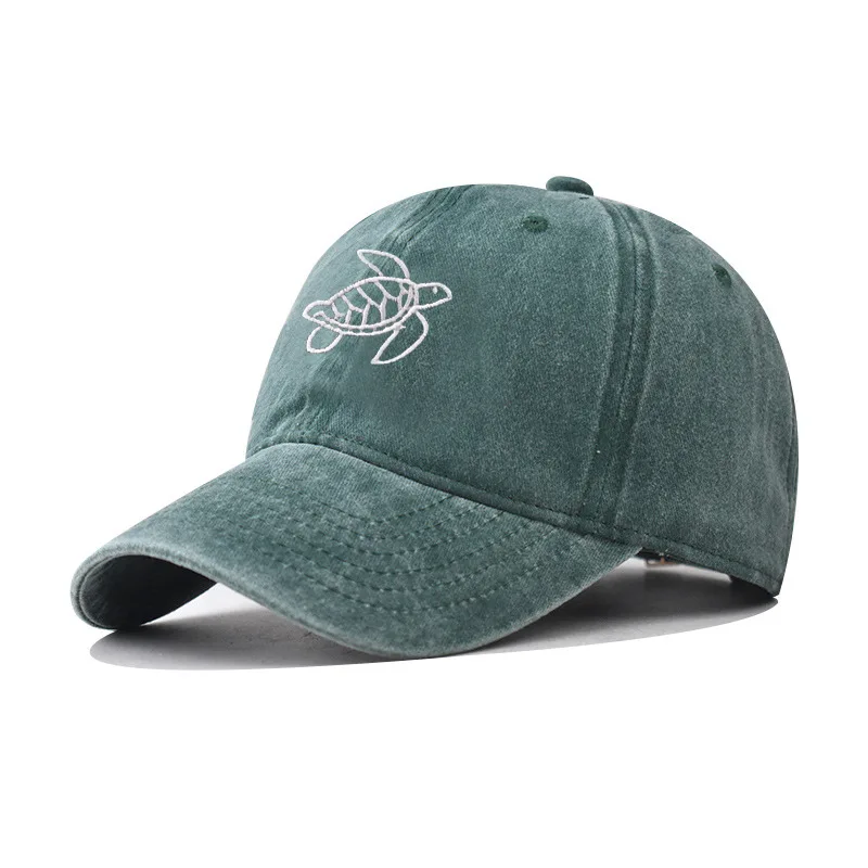 

cartoon sea turtle embroidered baseball cap for men spring summer caps washed cotton vintage soft top sun hats unisex