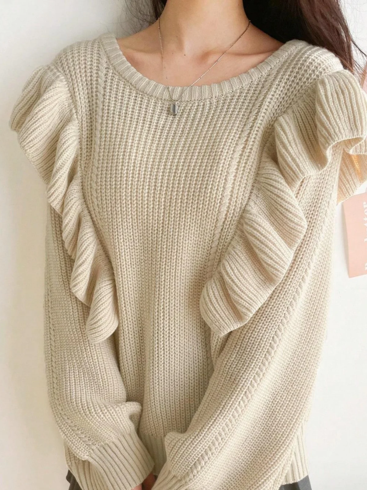 เสื้อสเวตเตอร์แฟชั่นสไตล์เกาหลีสำหรับผู้หญิง แขนยาว ใส่เป็นเสื้อตัวในได้ เหมาะกับฤดูใบไม้ร่วง ดีไซน์หวาน ทรงหลวม คอกลม