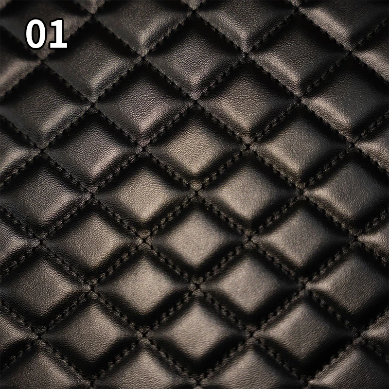 

High Quality Thick Sponge Quilted Faux Leather Plaid Embroidery Artificial PU Leather Fabric For DIY Upholstery Furniture Car