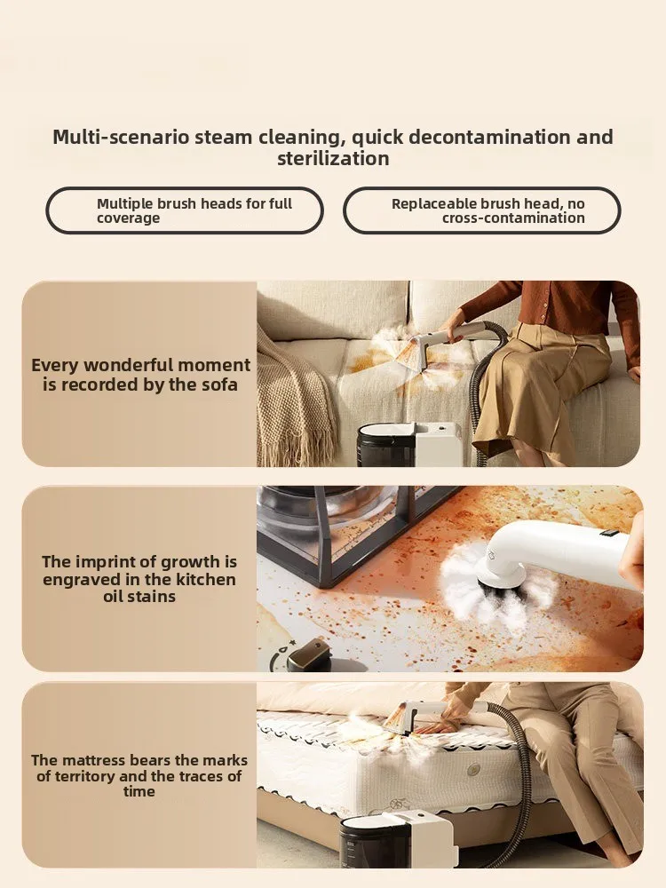 High Temperature Steam Cleaner, All-in-One Suction Cleaning Machine for Range Hood Grease & Fabric Stain Removal