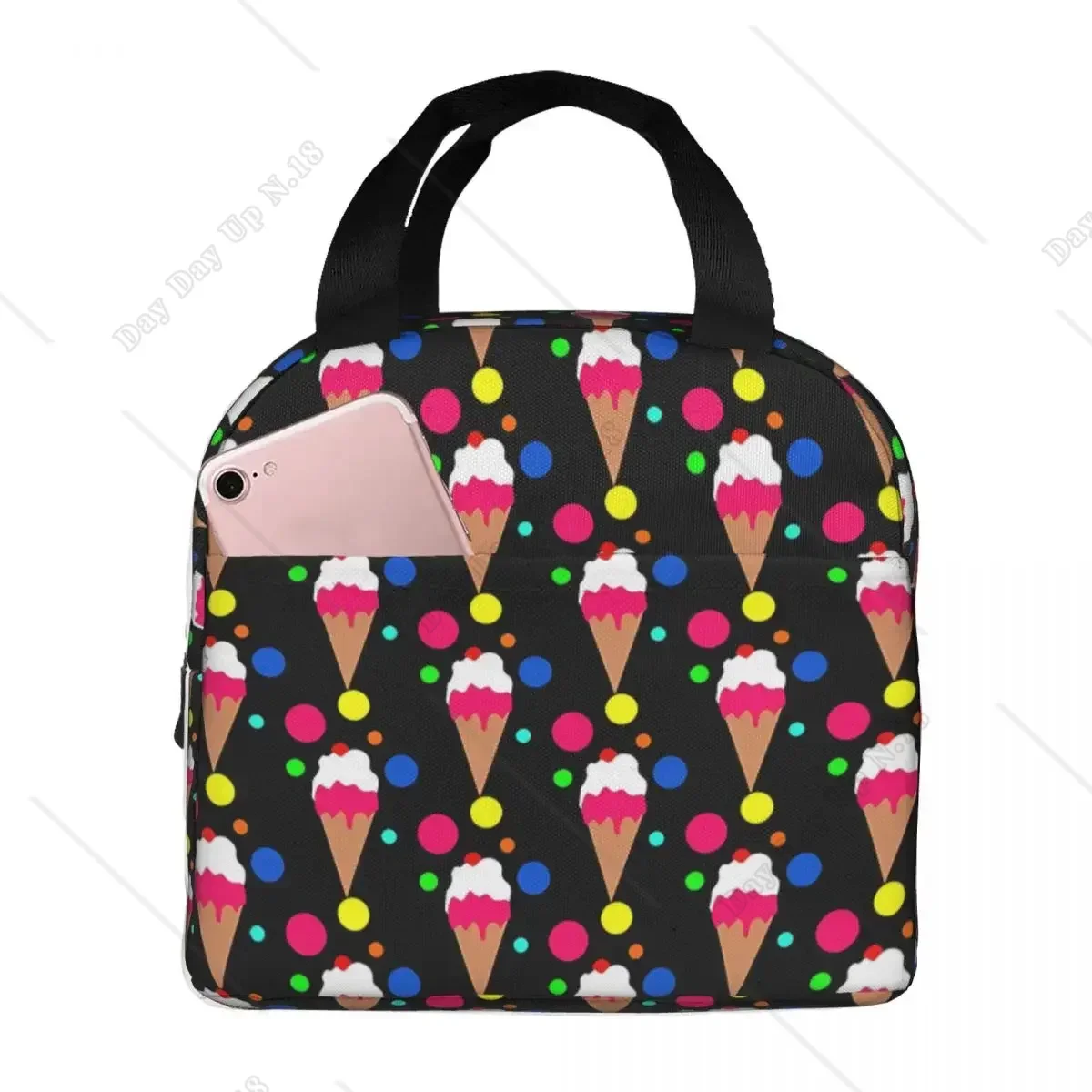 Colorful Portable Lunch Bag Ice Cream Cooler Pack Insulation Picnic Food Storage Bags for Shcool Picnic