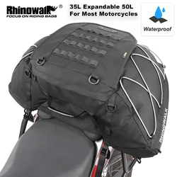 Rhinowalk 35L-50L Motorcycle Tail Bag Waterproof Expandable Motor Back Seat Cargo Bag Outdoor Travel Saddle Luggage Case