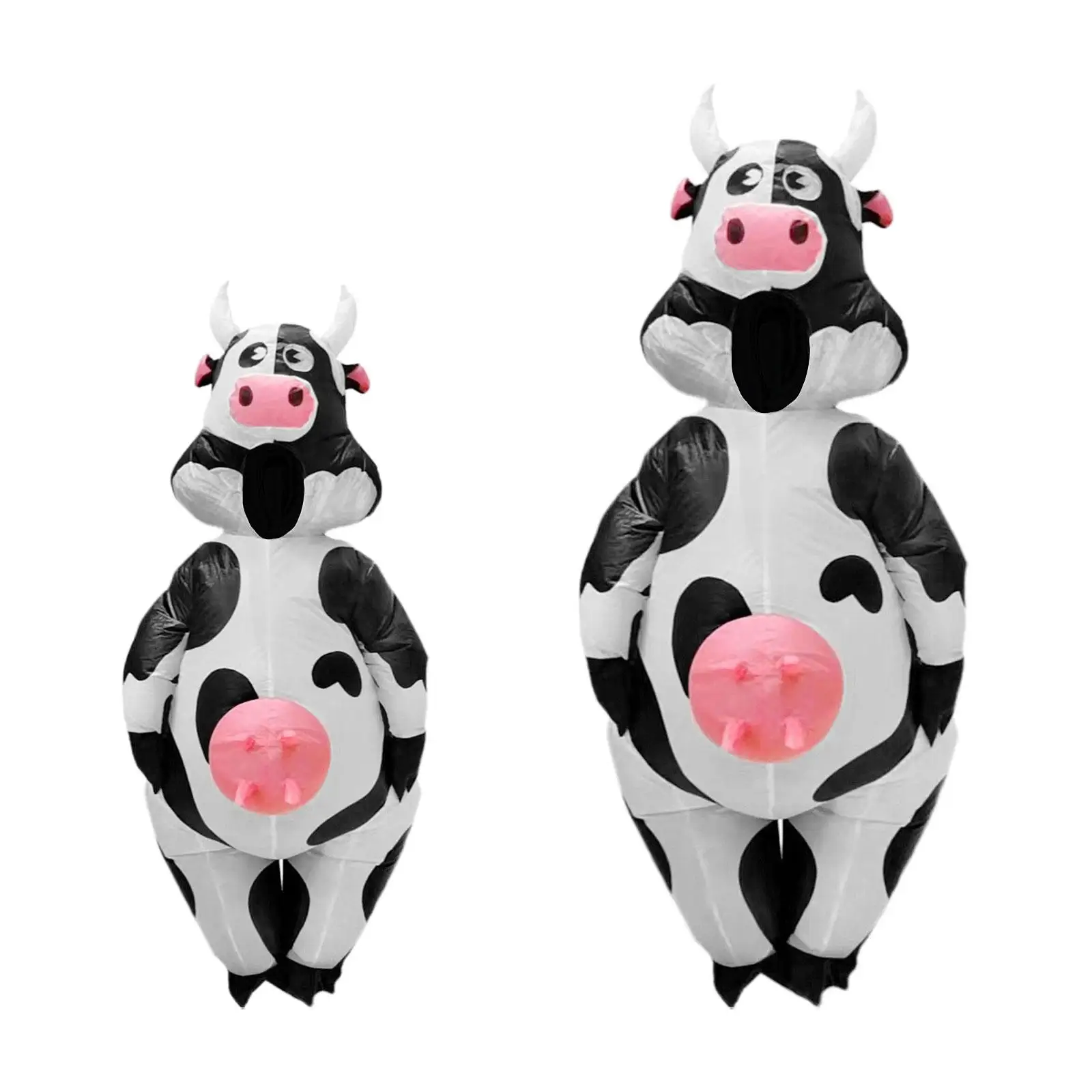 Inflatable Cow Costume Funny Animal Costume for Party Game White Halloween Costume Festival Stage Show Cosplay Adult Kids