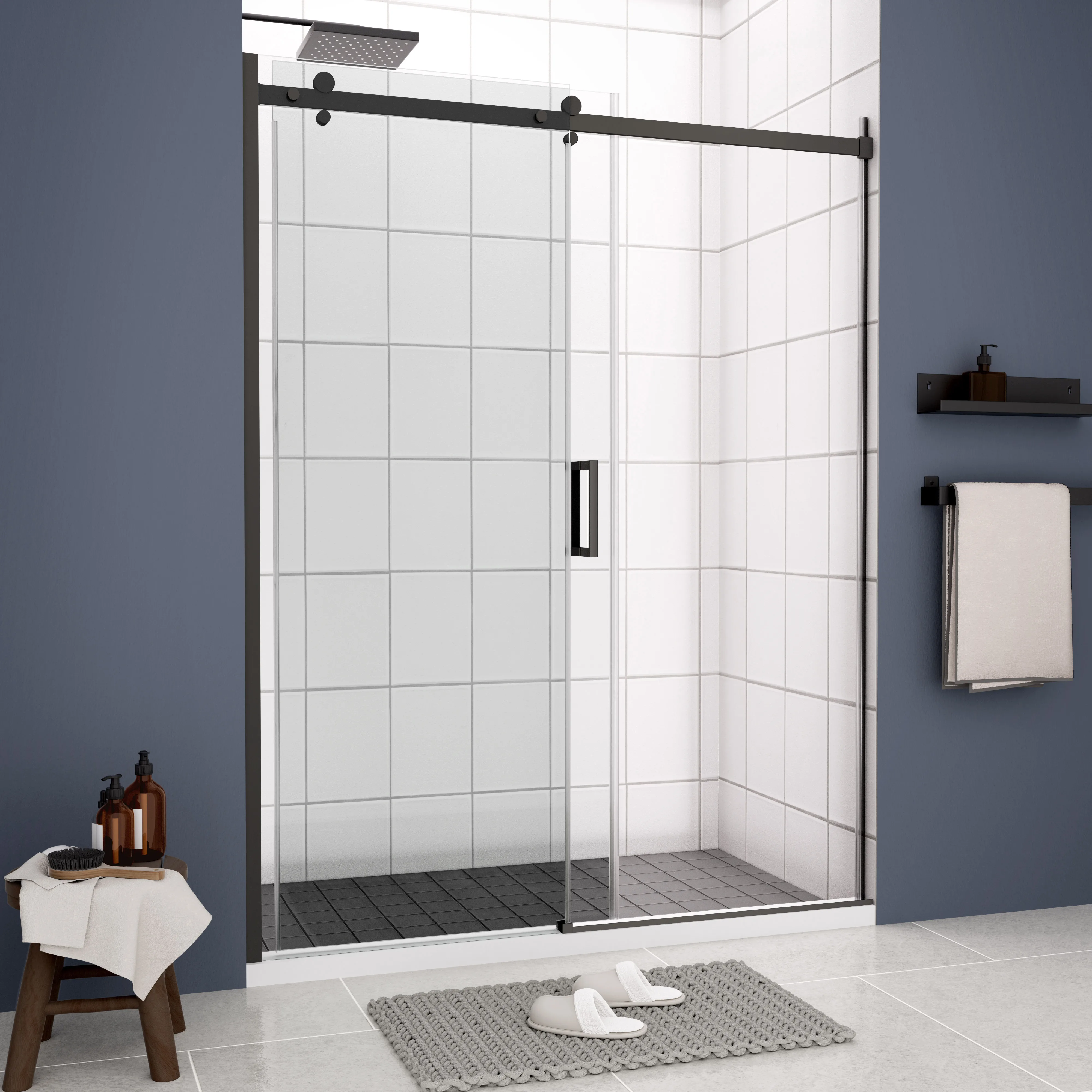 

Shower sliding glass door frameless bathroom door