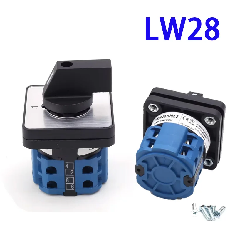 

LW28 Electric 2/3/4 Position 8 Terminals Rotary Cam Changeover Switch 500V 20A LW28-20