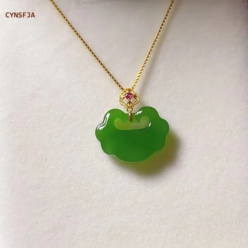 

CYNSFJA New Real Rare Certified Natural Hetian Jasper Nephrite Jade Lucky Charm Ruyi Green Jade Pendant Hand-carved High Quality