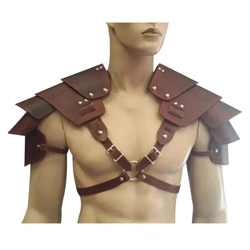 Medieval Viking Battle Knight Warrior Steampunk Shoulder Armor Vest Leather Halloween Costumes Gothic Gladiator Pauldrons Belt