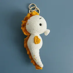 Cute Seahorse Doll Keychain Handmaking Marine Animals Series Crochet Keychain For Bag Pendant Knitted Keyrings Custom Accessory