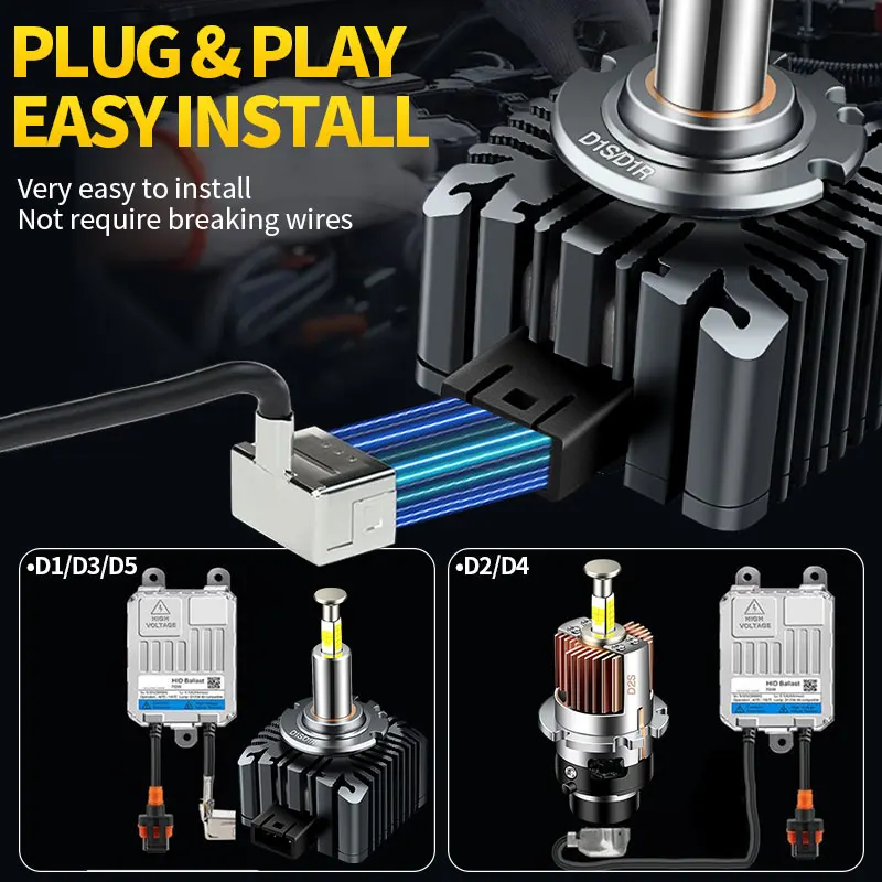 2PCS D1S 70W LED Headlights Bulbs Turbo Light Canbus For BMW E92 E93 2009-2012 F80 2011-2023 E90 E91 2005-2012 F30 F31 F34 12-14