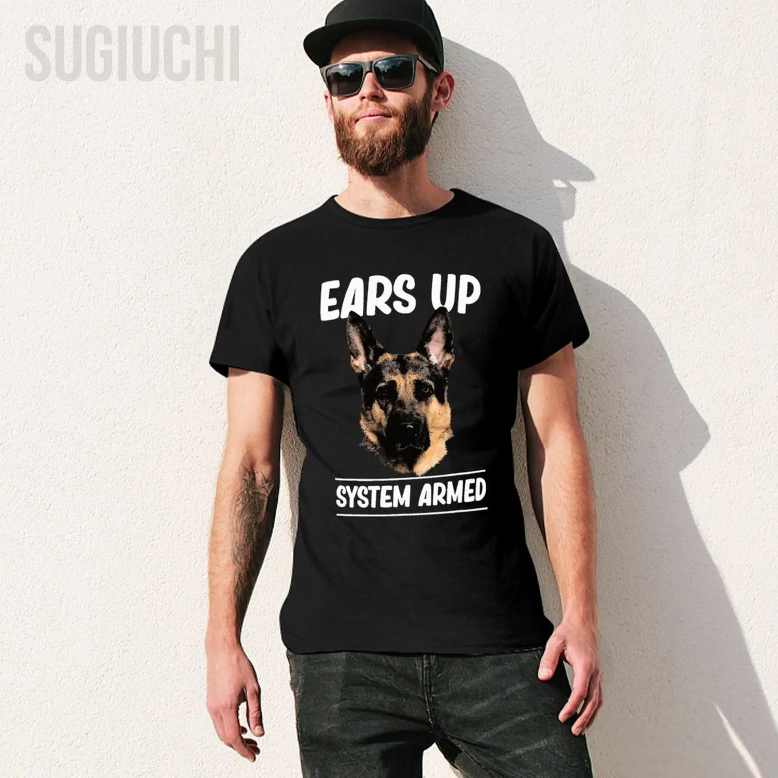 Men Cool German Shepherd Dog Agility Dog Lovers Tshirt Tees O-neck T Shirts Women Boys 100% Cotton Short T-Shirt Unisex