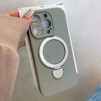 Liquid Silicone Ring Stand Holder Case For iPhone 16 15 14 13 Pro Max For Magsafe Magnetic Kickstand Lens Protection Matte Cover
