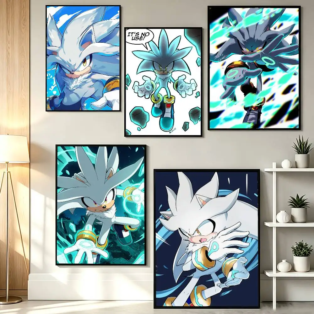 COOL S-Silver the Hedgehog Poster HD Self Adhesive Waterproof Wall Art Ideal for Home Office Dorm Gift
