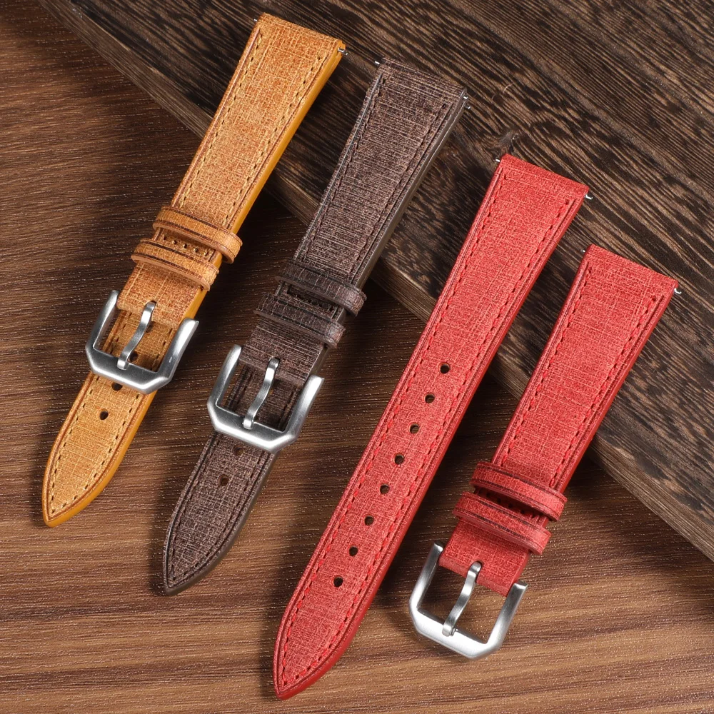 Premium Italian Babele Veg-tanned Handmade Leather Watch Strap 20mm 22mm Quick Release Vintage Texture Leather Watchbands