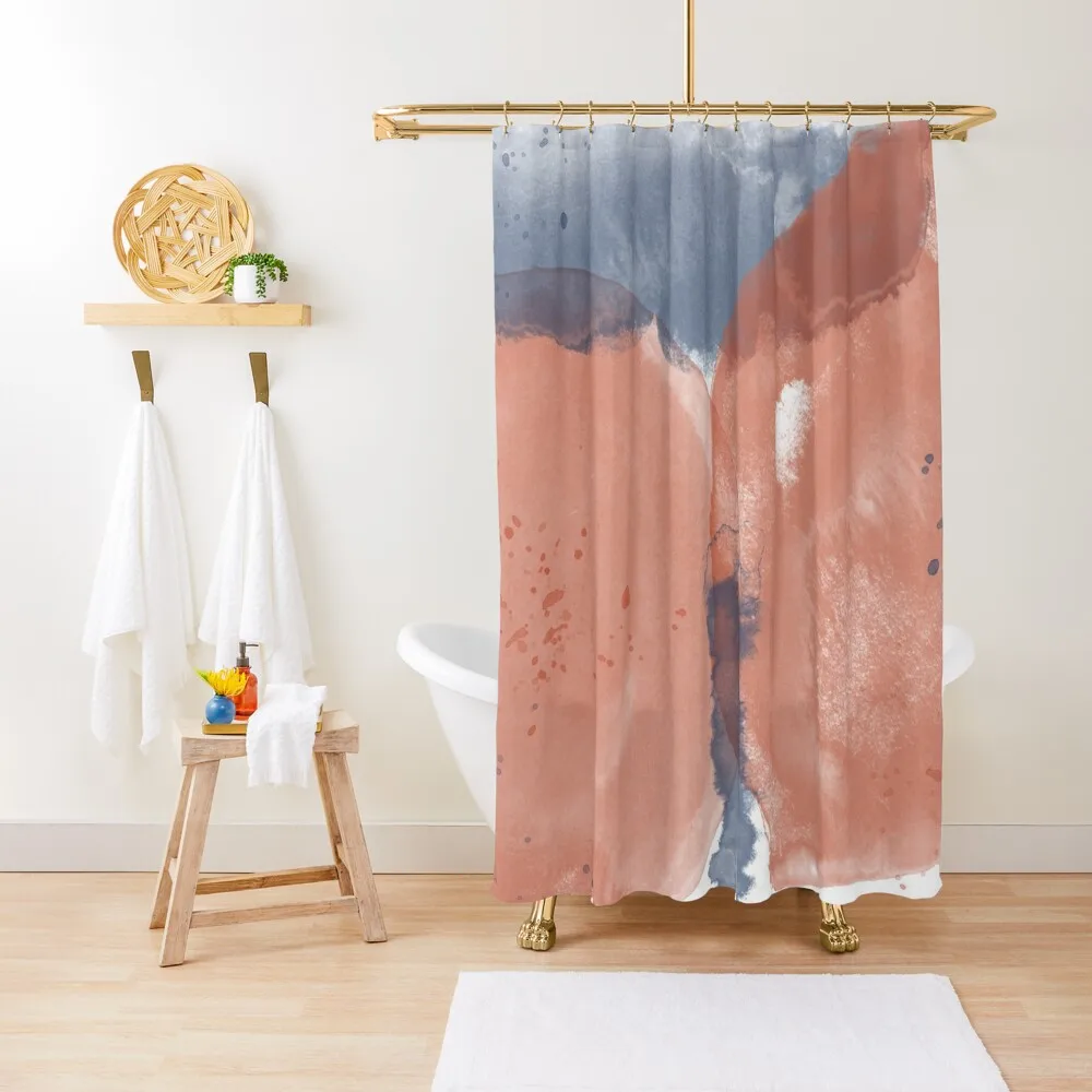 

Peach and Blue Minimal Watercolor Shower Curtain Bathroom Shower Set Bathroom Accessory Shower For Bathroom Set Curtain