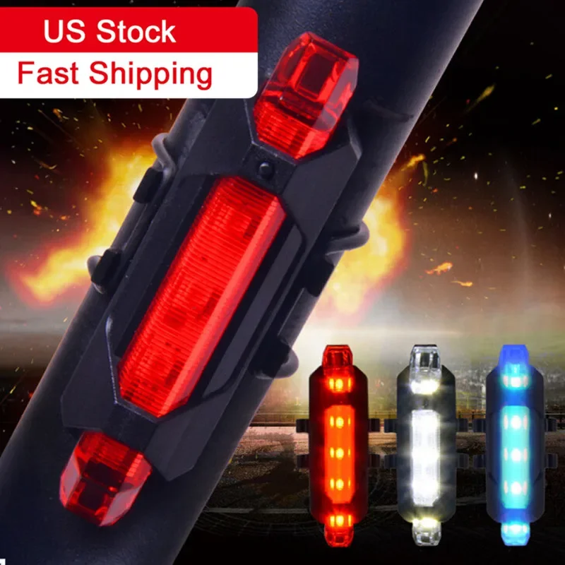 Bicycle Rear Light Waterproof USB Rechargeable LED Safety Warning Lamp Bike Flashing Accessories Night Riding Cycling Taillight