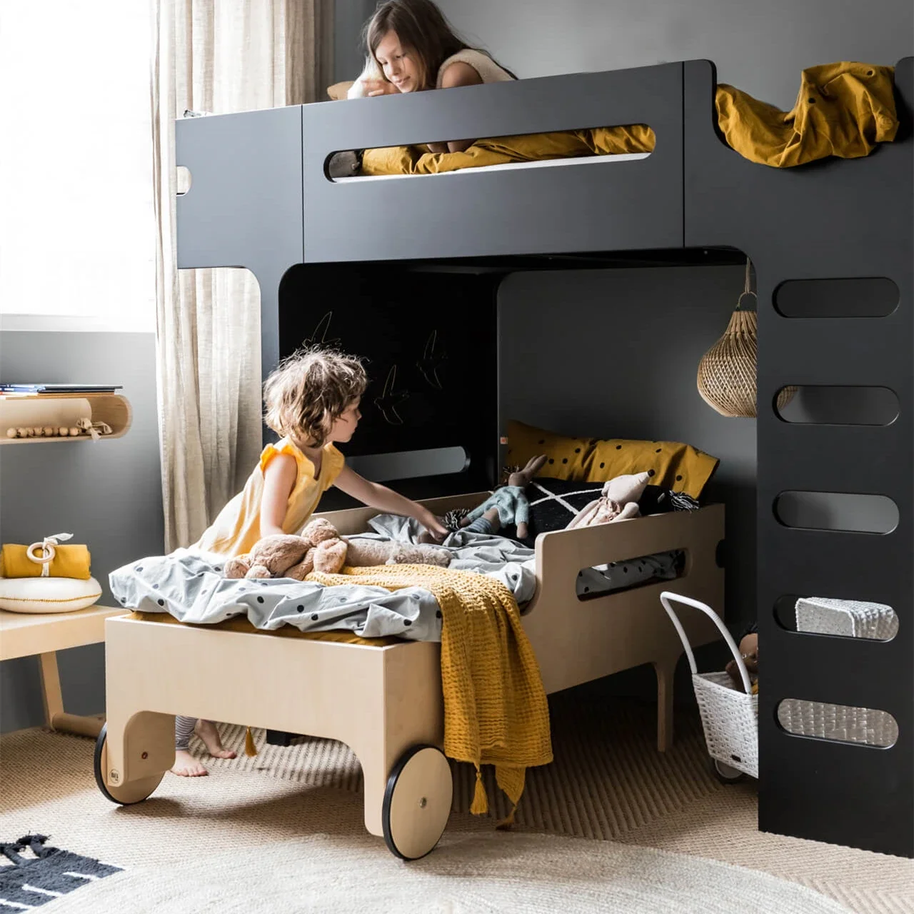 Set furnitur kamar tidur anak-anak, tempat tidur susun kayu Solid Modern untuk anak-anak