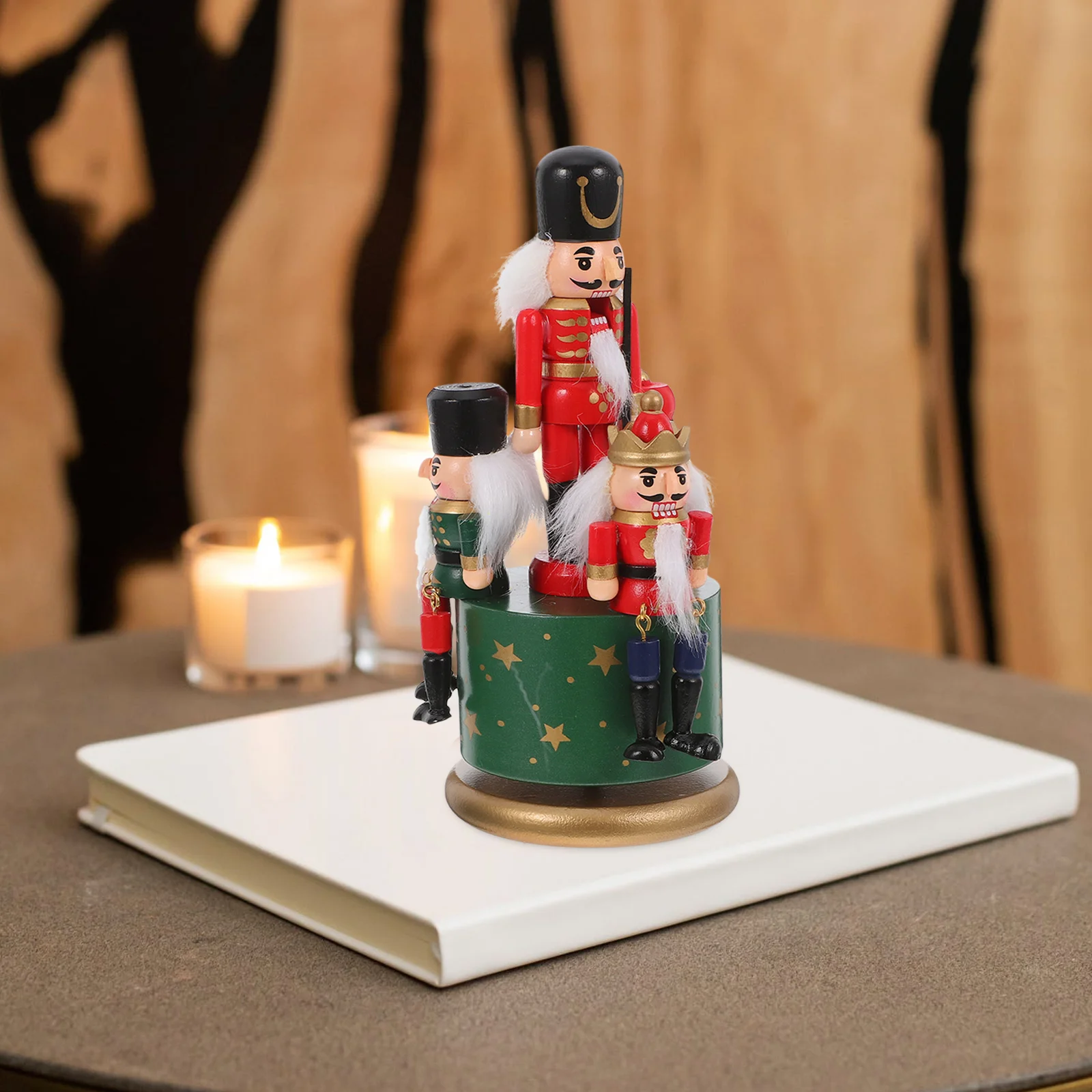 Nutcracker Sound Box Xmas Supplies Adorns Gift Musical Adornment Craft for Figurine Vintage Decor