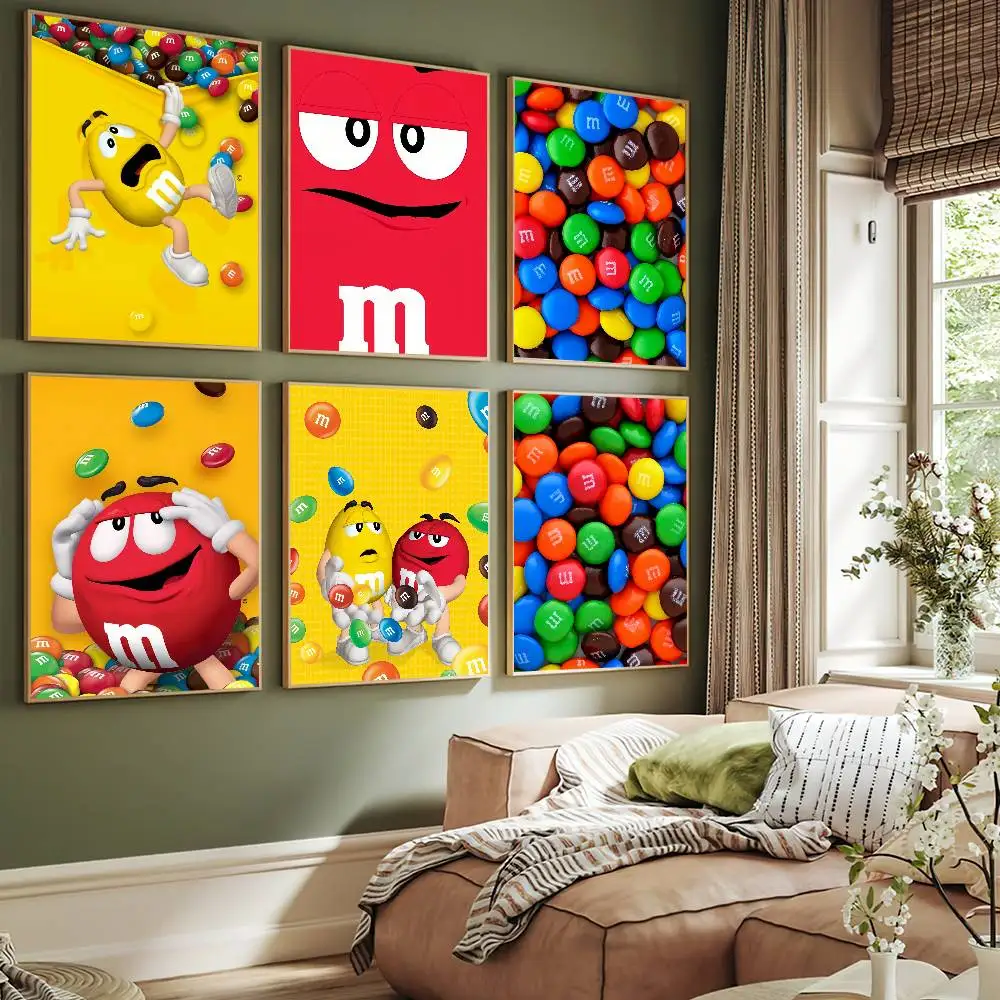 موضة حبوب الشوكولاتة M-M & MS ملصق لوحة ذاتية اللصق غرفة المعيشة مكتب الديكور غرفة نوم المنزل الجدار ملصق يطبع