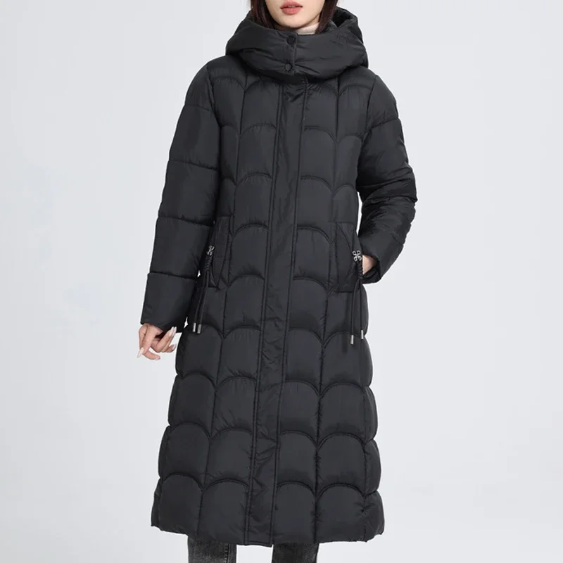 

Fashion Long Parkas for Women Overcoat 2024 Elegant Loose Thick Warm Lady Jackets Hooded High Quality