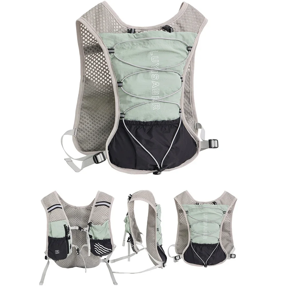 سترة جري مرطبة خفيفة الوزن، قابلة للتنفس وقابلة للتعديل لركوب الدراجات في الماراثون للأشخاص، مثانة مياه متعددة الجيوب