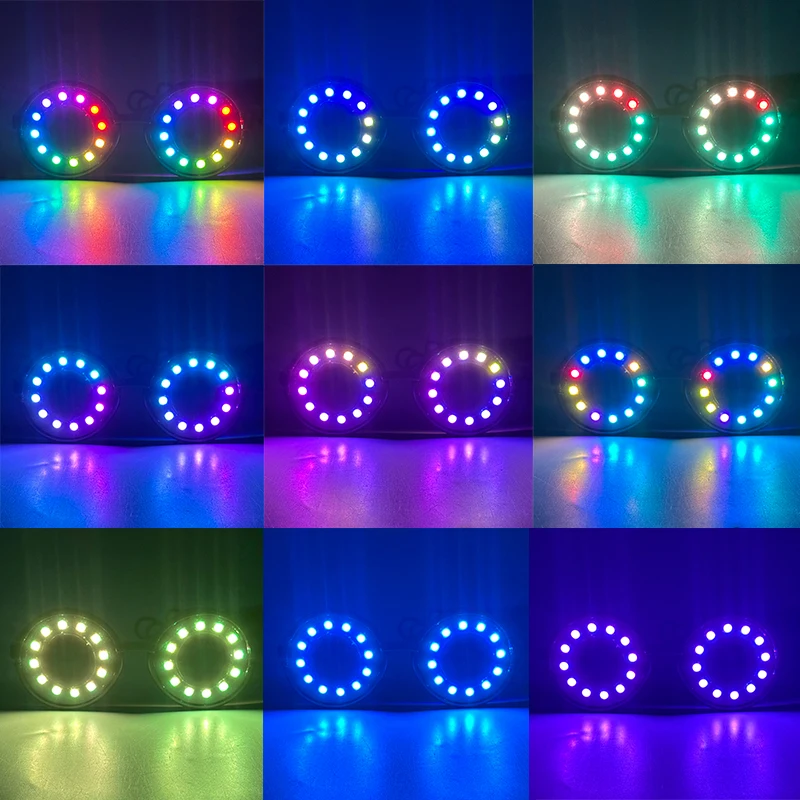 Gafas LED de colores para hombre y mujer, lentes luminosas con Control por Bluetooth, montura redonda decorativa, por la noche, novedad