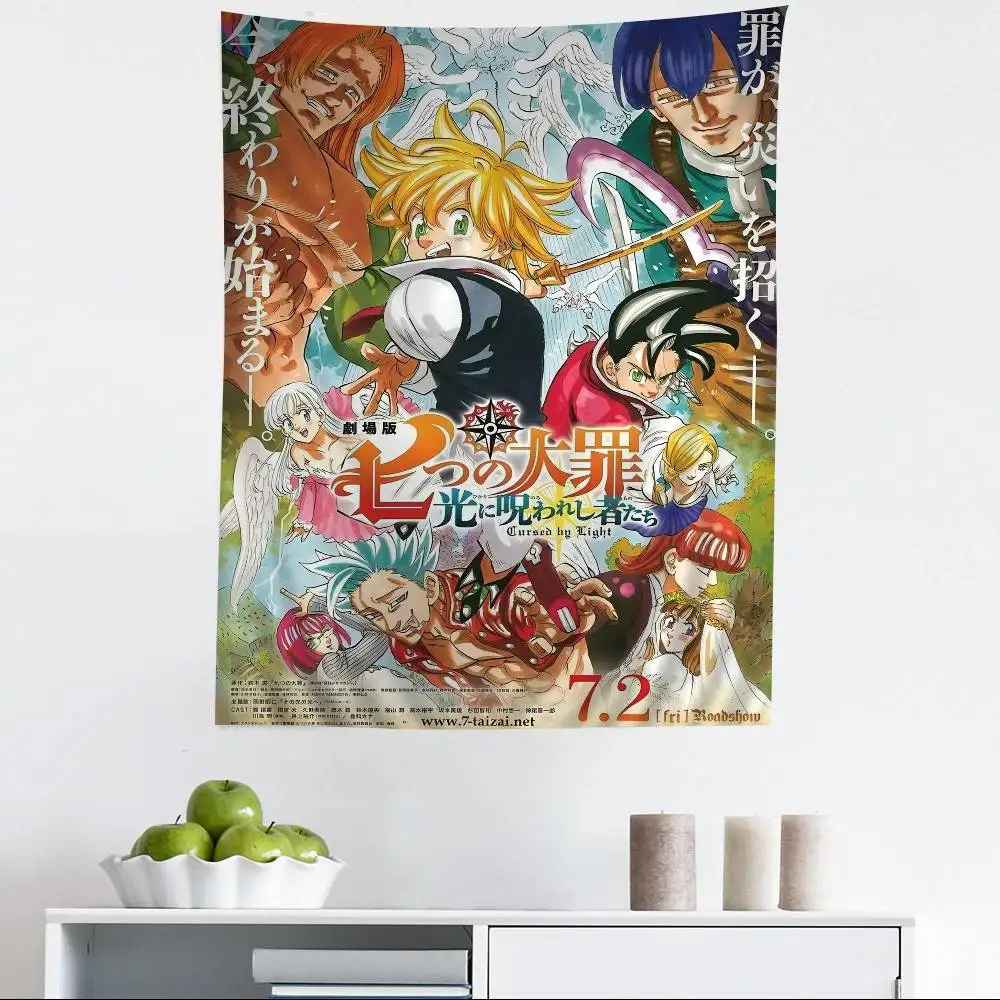 نسيج الرسوم المتحركة The Seven Deadly Sins - ديكور فني لغرفة الخيال، منزل تأجير المنزل، أوراق النوم والتعليق على الحائط #5