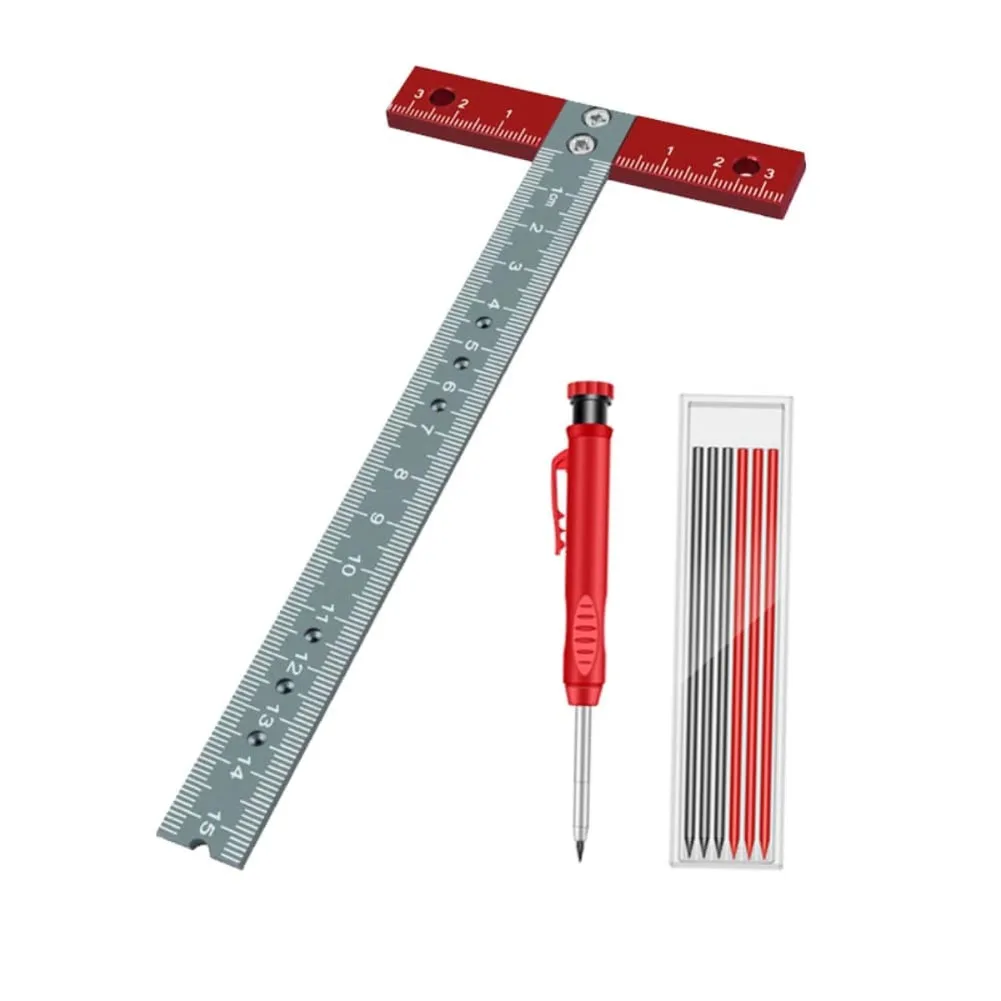 Portable T-Square Aluminum Alloy T-Square 1mm Offset Design CNC Machined Precision Clear Metric Graduations Hand Tool Set
