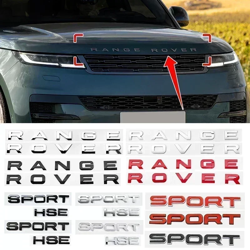 Adesivos 3D com o logotipo do Range Rover para o capô dianteiro do carro, letras para o capô, Range Rover Sport l494 l322 l320 Evoque Vogue, acessórios.