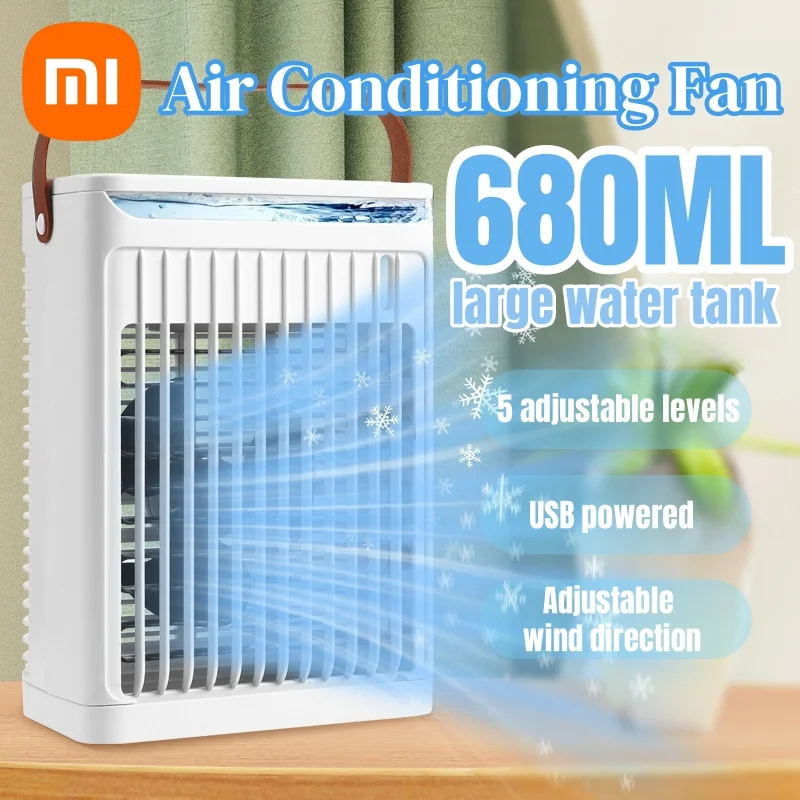 Портативный вентилятор воздушного охлаждения Xiaomi с 7-цветным светодиодным ночником, баком для воды 6,8 л, 5 скоростей, энергосбережения для домашнего офиса, спальни
