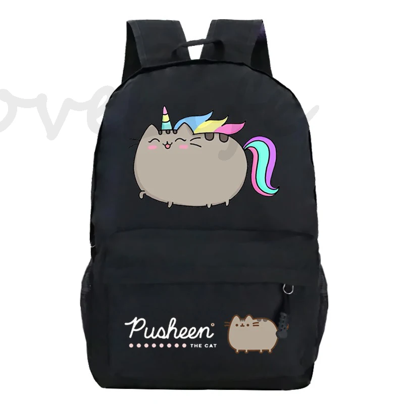 Mochila escolar de dibujos animados para niños y niñas, morral de viaje con diseño de gato, bolsa de libros, regalo para adolescentes