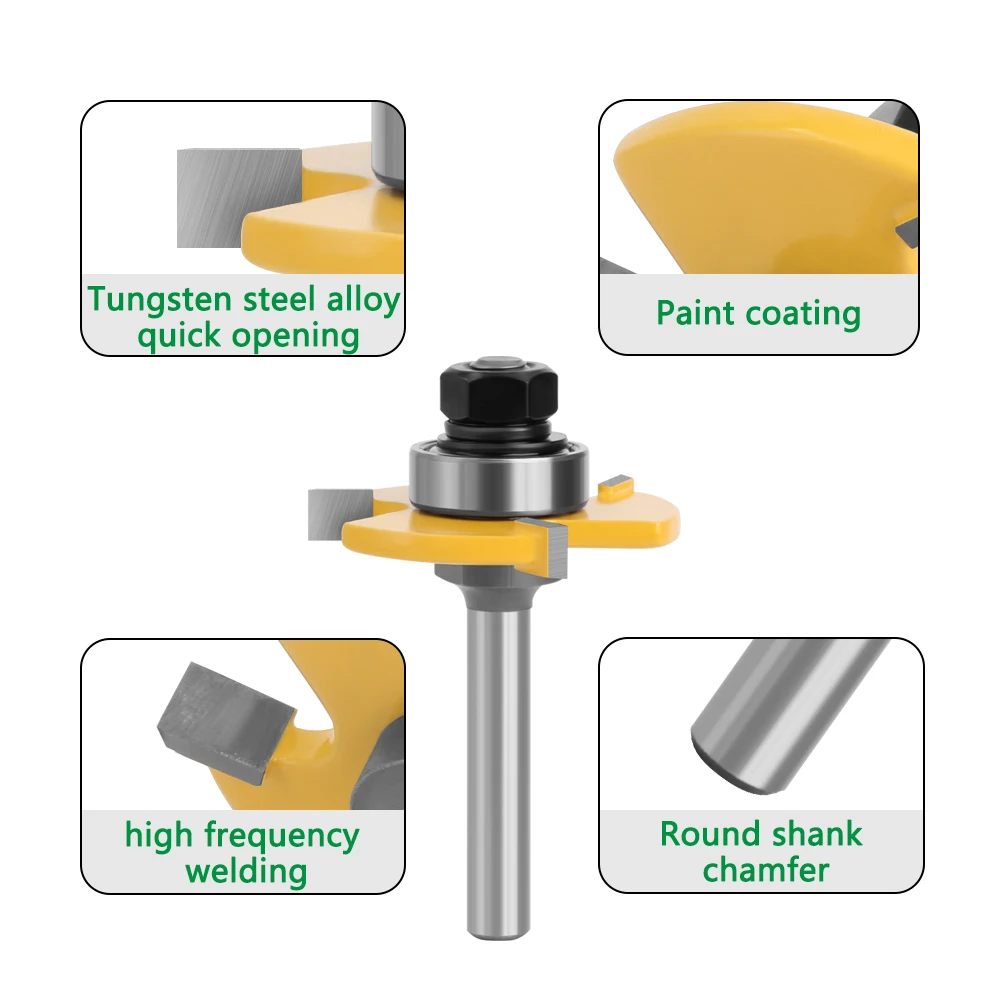 LAVIE 8mm Shank T Slot Router Bit With Bearing Slotting Milling Cutter For Woodworking -C C081444706Y