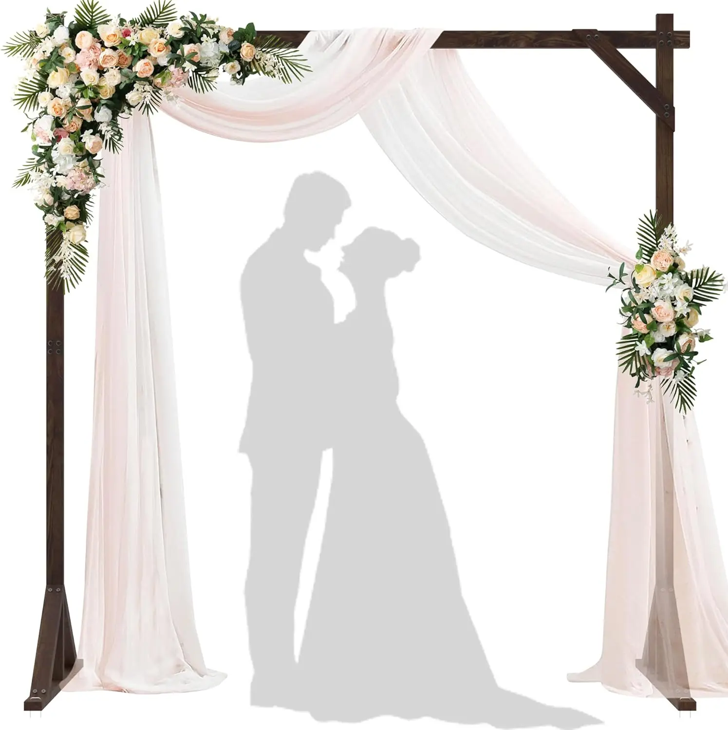 7.2FT Wedding Arch Square Wood Wedding Arches for Ceremony Wooden Arbor Backdrop Stand for Indoor Outdoor Wedding