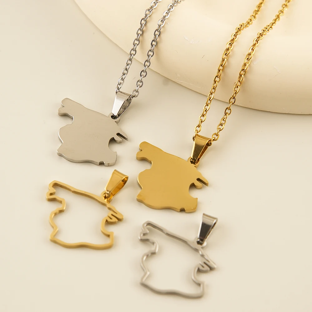 Fashion Palma de Mallorca Island Spain Map Pendant Necklaces Stainless Steel Spaniards Men Women Maps Jewelry Gift