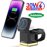 30W 4 in 1 Charging Station Cube Adjustable MagSafe Portable Charger Stand Wireless Charging Station for iPhone Airpods Watch