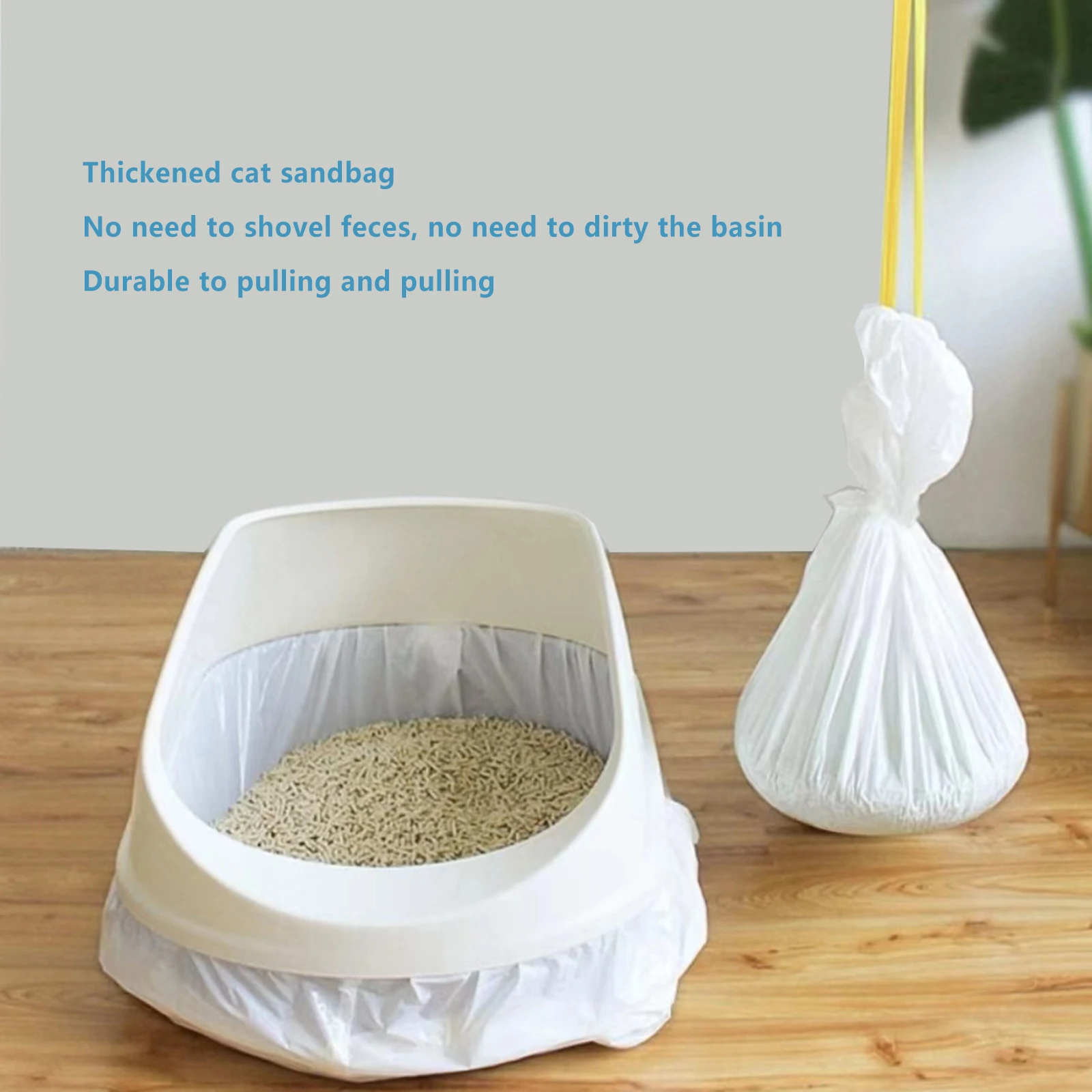 1 Rolls Pet Cat Pan Liners Cat Litter Box Trash Bags Drawstring Litter Trash Bags for Self-Cleaning Automatic Cat Litter Box