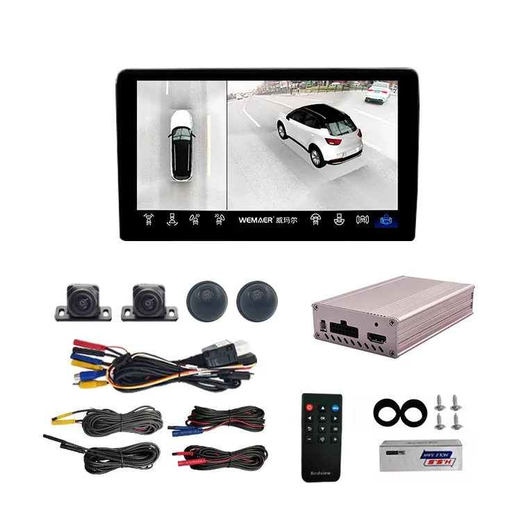 3D 360 Degree Round Rear View Surround Car Reverse 4 Cameras Kit Parking System Backup 360 AVM Bird View Car Camera